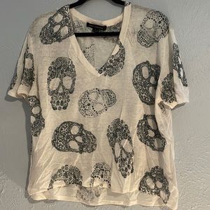 Skull Cashmere V Neck Top